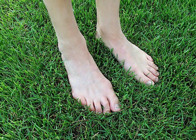 Bare feet in grass